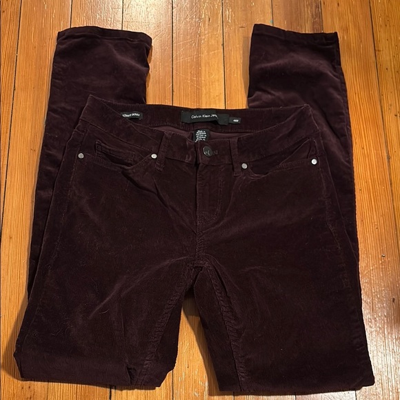 Calvin Klein Corduroy Trousers in Dark Burgundy - Picture 1 of 3